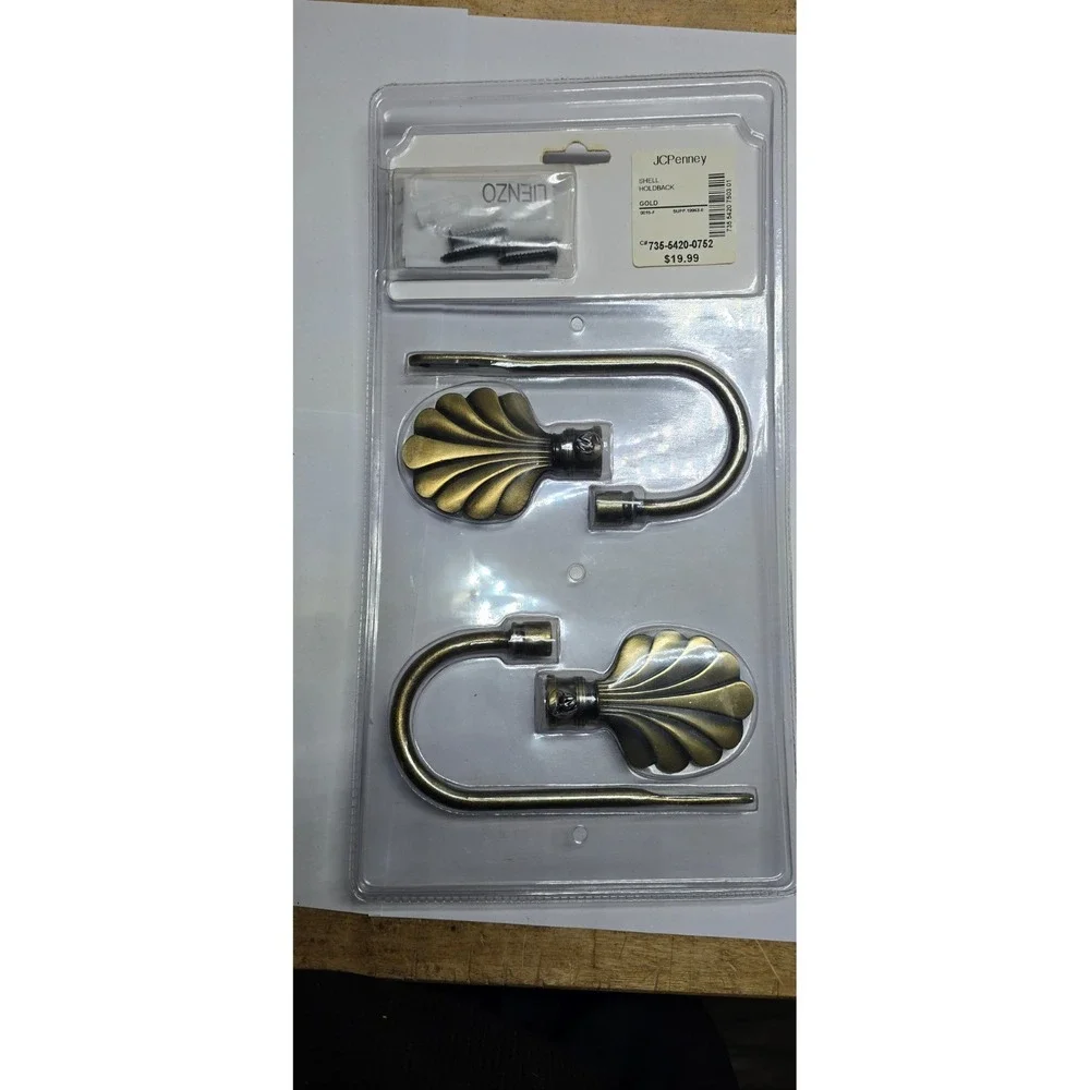 Gold Shell Scarf Holders /Holdbacks Home Collection J.C. Penney New - Set Of Two